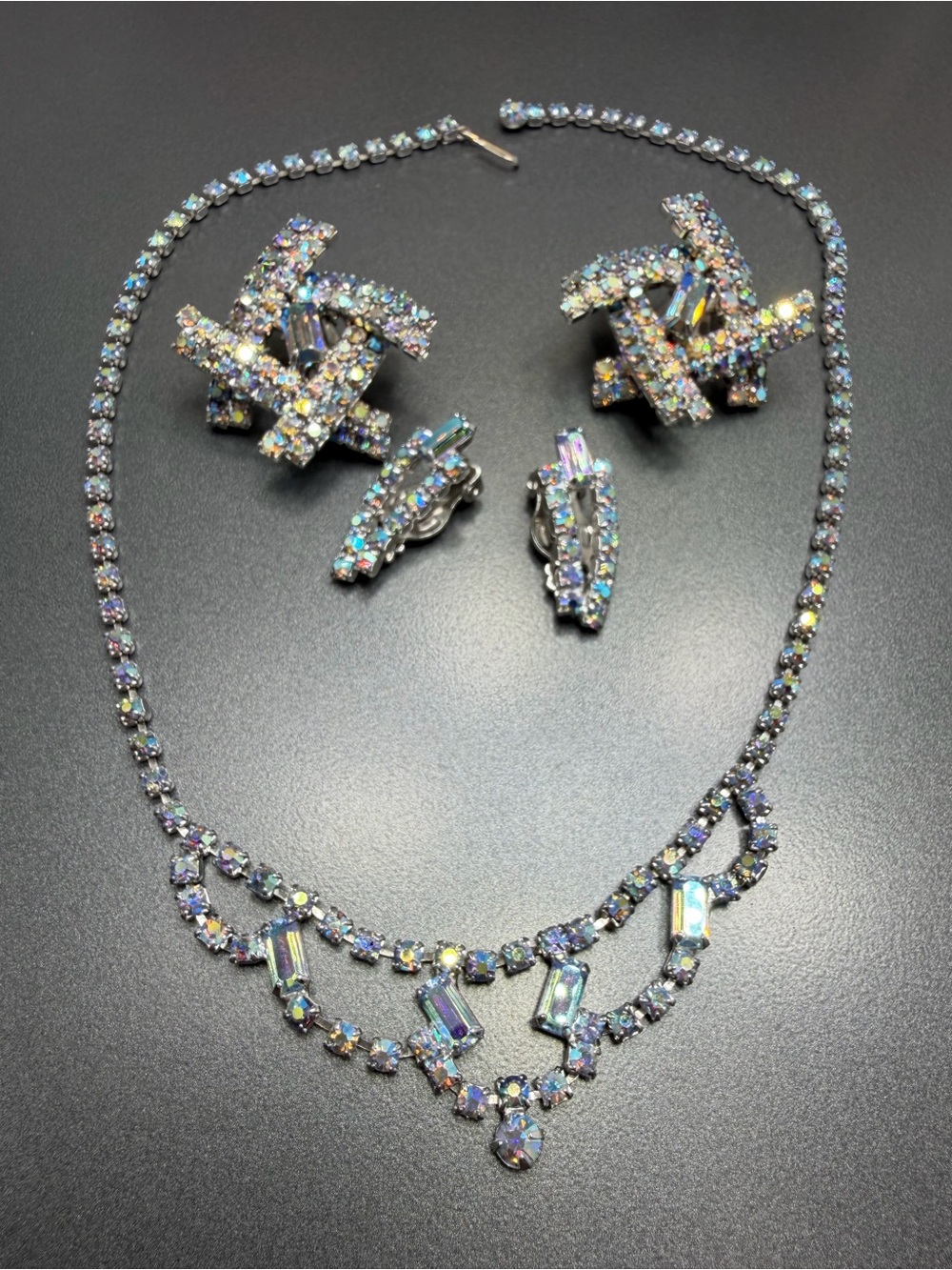 Vintage Juliana Clip Earrings and Necklace Two Pair Earrings #3SET
